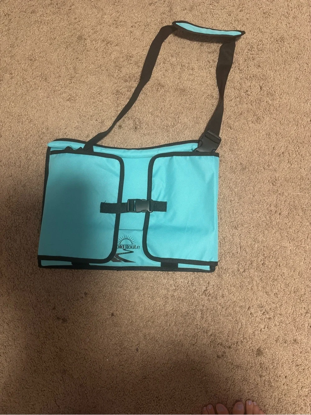Blue Crossbody Organizer Bag with Adjustable Strap